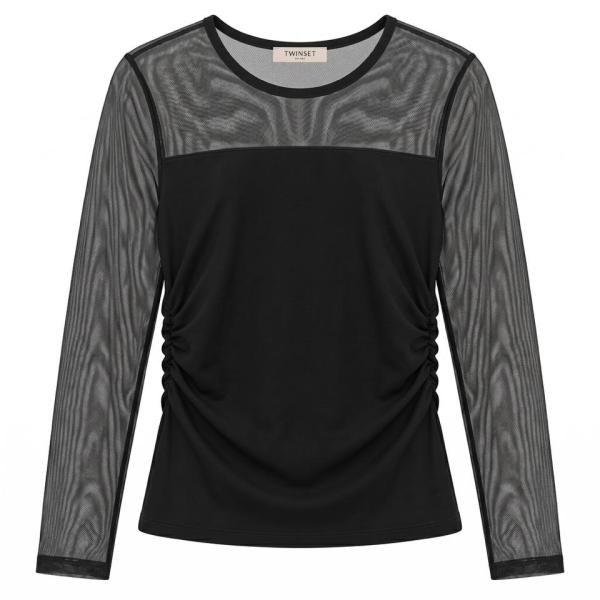 Twinset_mesh_top_Zwart_Twinset