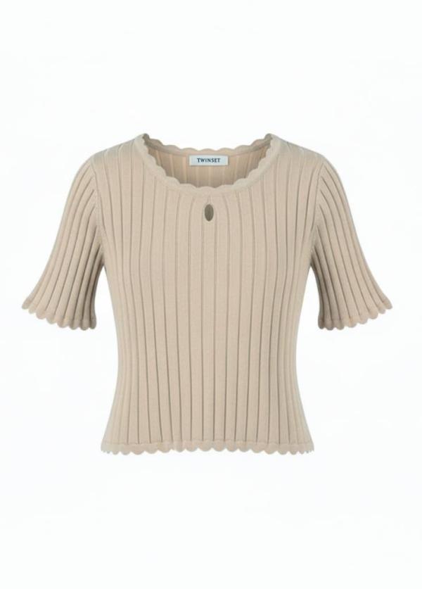Twinset_trui_korte_mouw_Zand_Twinset